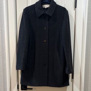 Liz Claiborne Charcoal wool-cashmere herringbone button down coat